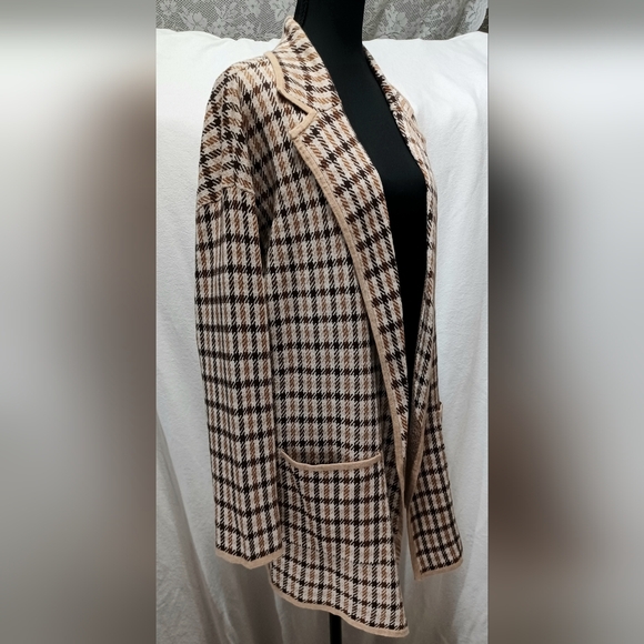 NWT Plaid Open Sweater Blazer  Size Large By Loft By Ann Taylor - Picture 3 of 5